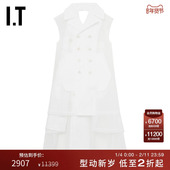 HOMME PLUS男叠层拼接薄纱微透长马甲 des GARCONS CDG COMME