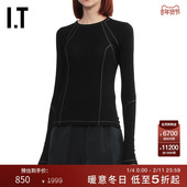 HELMUT T恤新款 LANG女装 修身 长袖 简约干练圆领打底衫 上衣5027X