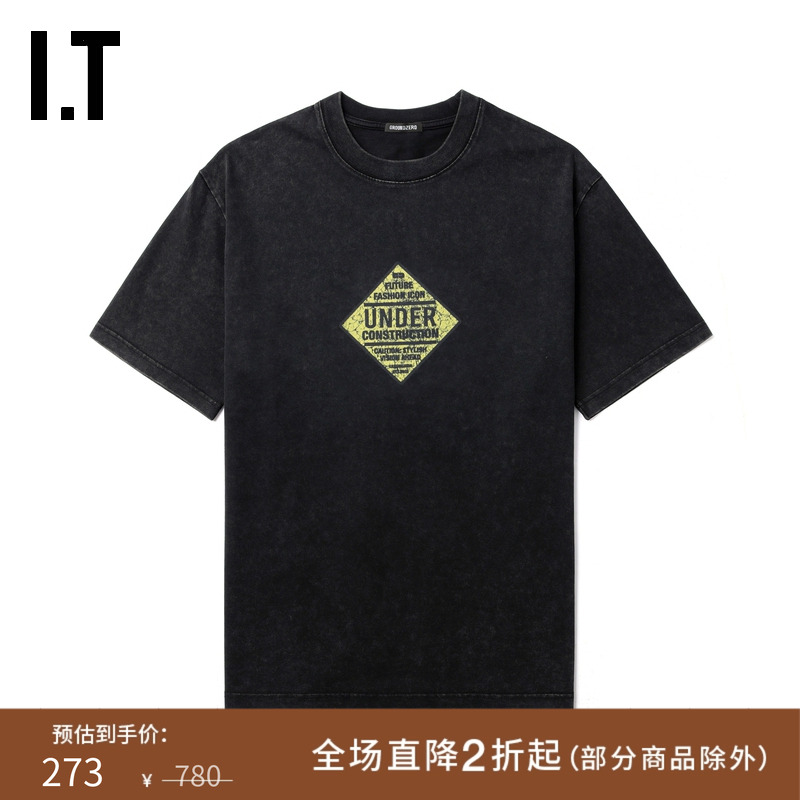 ITGROUNDZERO做旧短袖T恤