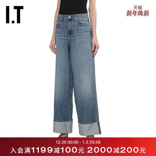 阔腿裤 LANG女装 牛仔裤 新款 204RLDXQ 时髦随性卷边长裤 HELMUT