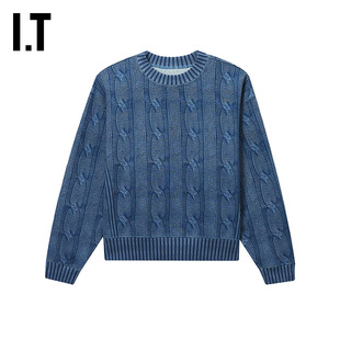 IT rag & bone女装圆领卫衣新款时尚质感绞花毛衣图案效果套头衫