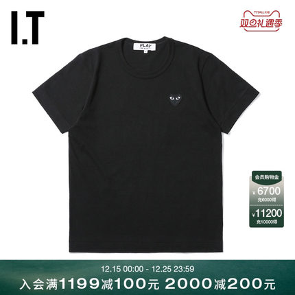 IT CDG PLAY COMME des GARÇONS川久保玲女装短袖T恤黑色爱心刺