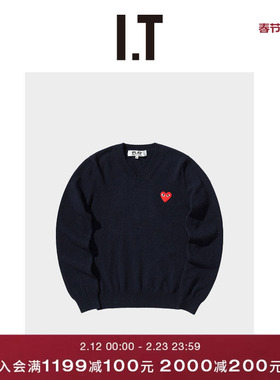 IT CDG PLAY COMME des GARÇONS川久保玲女装V领针织衫爱心缝饰