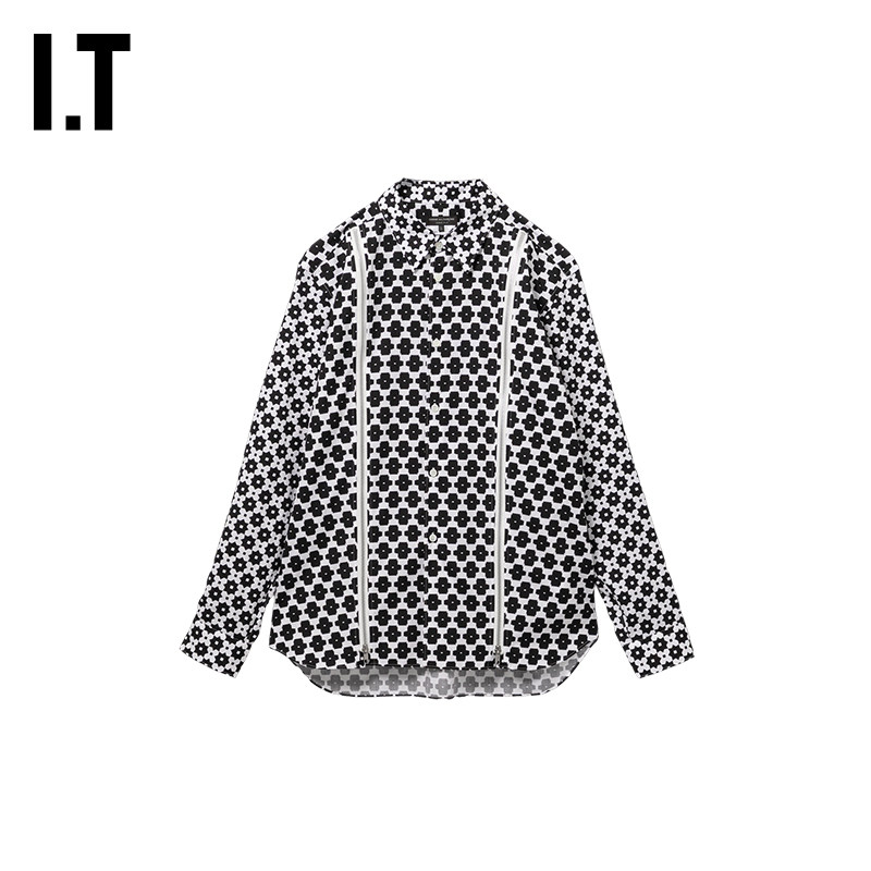 IT CDG COMME des GARCONS HOMME PLUS男装几何图案装饰花衬衫