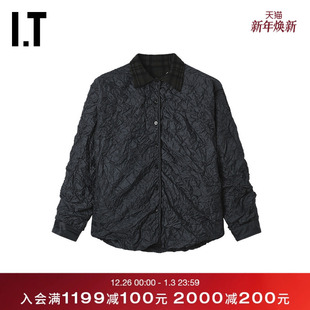 羊毛呢格纹夹克新款 Margiela女装 两面穿褶皱感呢子外套 Maison