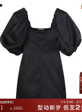 IT GANNI女装泡泡袖连衣裙新款时髦摩登合身短裙小礼服裙F84560XL