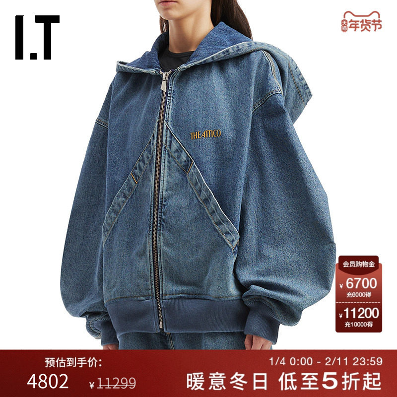 IT THE ATTICO女装连帽拉链牛仔夹克新款廓形水洗外套066D024P,女装/女士精品,短外套,淘宝优惠券,粉丝福利购,淘宝优惠卷