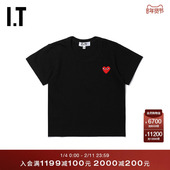 CDG GARÇONS川久保玲童装 PLAY COMME des 短袖 T恤圆领爱心缝饰