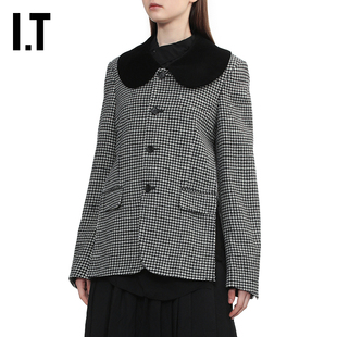 IT CDG COMME des GARCONS HOMME BLACK情侣款千鸟格西装夹克外套