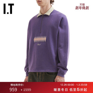 SEA男装 AND 长袖 polo衫 休闲活力拼色半拉链翻领上衣 新款 WIND