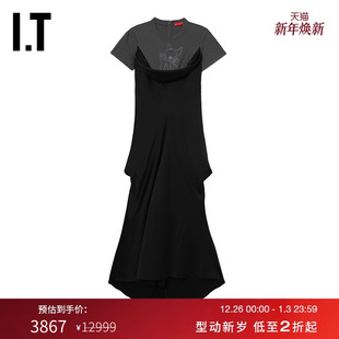 欧美时尚 假两件连衣裙新款 叠层拖地长裙23D48XL Commission女装