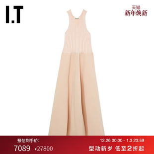 吊带连衣裙新款 SANDER女装 气质竖纹坑针织拼接长裙313J18X JIL