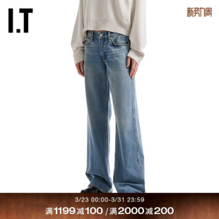 bone女装 宽松牛仔裤 新款 长裤 简约休闲水洗直筒裤 4025XQ rag