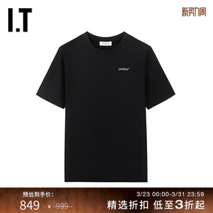 圆领短袖 新款 T恤个性 潮流双箭头图案装 OFF 饰半袖 WHITE™情侣装