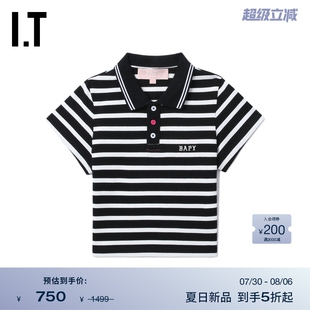 新款 polo衫 BAPY女装 青春活力条纹翻领短上衣PO1248AO 条纹短袖