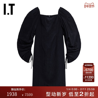 女装阔袖连衣裙新品优雅褶皱