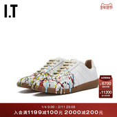 Maison Margiela女款 系带运动鞋 休闲涂鸦泼墨牛皮休闲鞋 1892F