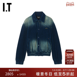 IT We11Done女装灯芯绒翻领夹克新款做旧磨白棉服外套307UBLXP