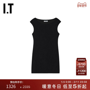 IT LOW CLASSIC女装圆领无袖连衣裙新款时髦简约合身短裙DR02BKXP