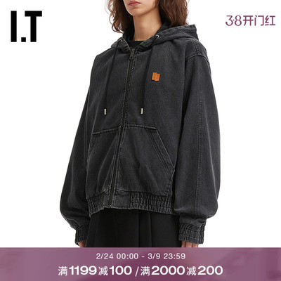 ITADERerror连帽拉链牛仔夹克