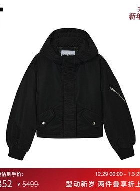 IT STAND STUDIO女装连帽拉链夹克新款帅气酷感棉服外套665682XP