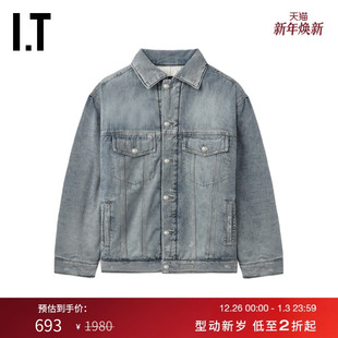 复古街潮水洗夹棉厚外套 宽松牛仔夹克秋冬新款 GROUNDZERO女装