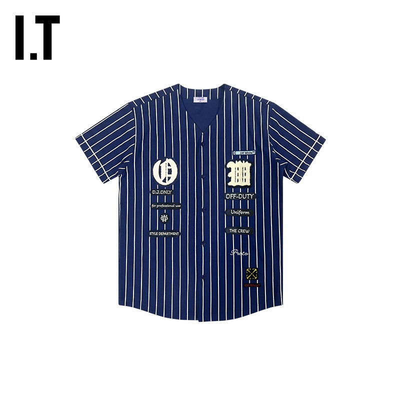 OFF-WHITE™短袖条纹衬衫