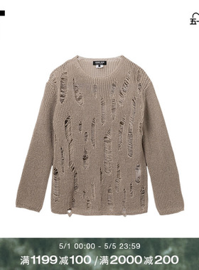 IT CDG COMME des GARCONS HOMME DEUX男装破坏感破洞圆领针织衫