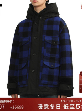 IT JUNYA WATANABE男装连帽格纹夹克新款潮流型男羊毛呢棉服外套