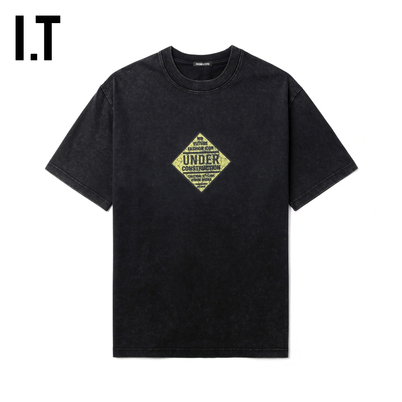 ITGROUNDZERO做旧短袖T恤