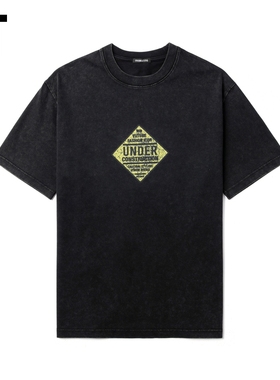 IT GROUNDZERO男装做旧短袖T恤新款时尚潮流水洗磨白半袖SPTE0390