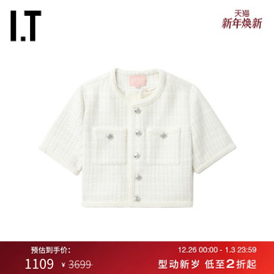 花呢夹克新款 露脐短袖 时髦质感合身短外套JK7306AO BAPY女装