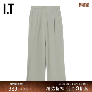 西裤 CLASSIC女装 长裤 日常通勤宽松压褶直筒裤 01BEXJ 休闲裤 LOW