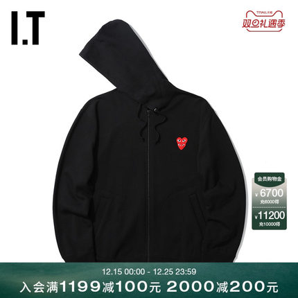 IT CDG PLAY COMME des GARÇONS川久保玲男连帽拉链卫衣爱心缝饰