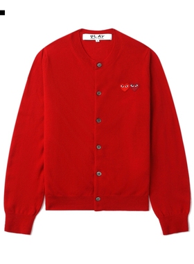 IT CDG PLAY COMME des GARCONS川久保玲情侣款圆领羊毛针织开衫