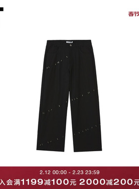 IT ROCKSTEADY男装阔腿裤长裤新款酷感型男金属缀饰西裤02ABLKMQ
