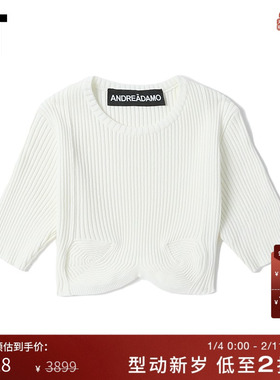 IT ANDREA ADAMO女装中袖罗纹上衣性感时尚合身短款露脐装0574XI