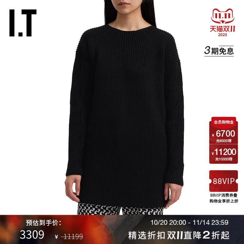 IT OFF-WHITE c/o VIRGIL ABLOH™女装中长款圆领针织衫纯色毛衣