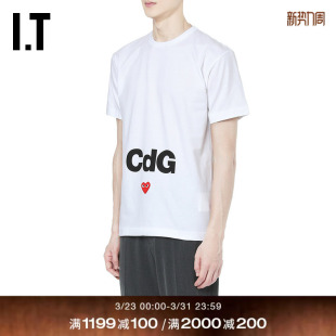 CDG GARÇONS川久保玲男短袖 PLAY des T恤爱心刺绣印花 COMME