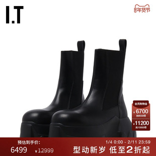 IT Rick Owens女款厚底中筒靴新款时髦摩登切尔西皮靴及踝靴3865L