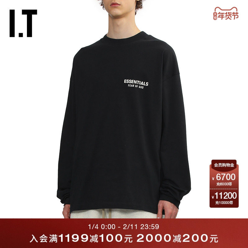 IT ESSENTIALS男装宽松长袖T恤新款休闲街潮廓形圆领上衣254181MQ,男装,T恤,淘宝优惠券,粉丝福利购,淘宝优惠卷