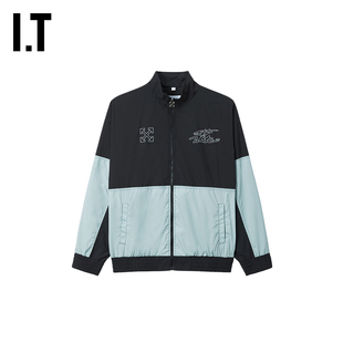 OFF-WHITE™男装新款立领拉链外套时尚活力酷感宽松拼色夹克