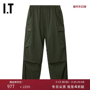 IT Fresh Service男装宽松长裤新款褶饰伞兵裤纯色休闲裤340115MP