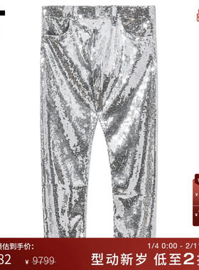 IT JUNYA WATANABE WOMEN女装露踝裤满幅亮片缀饰小脚裤JGP032XG