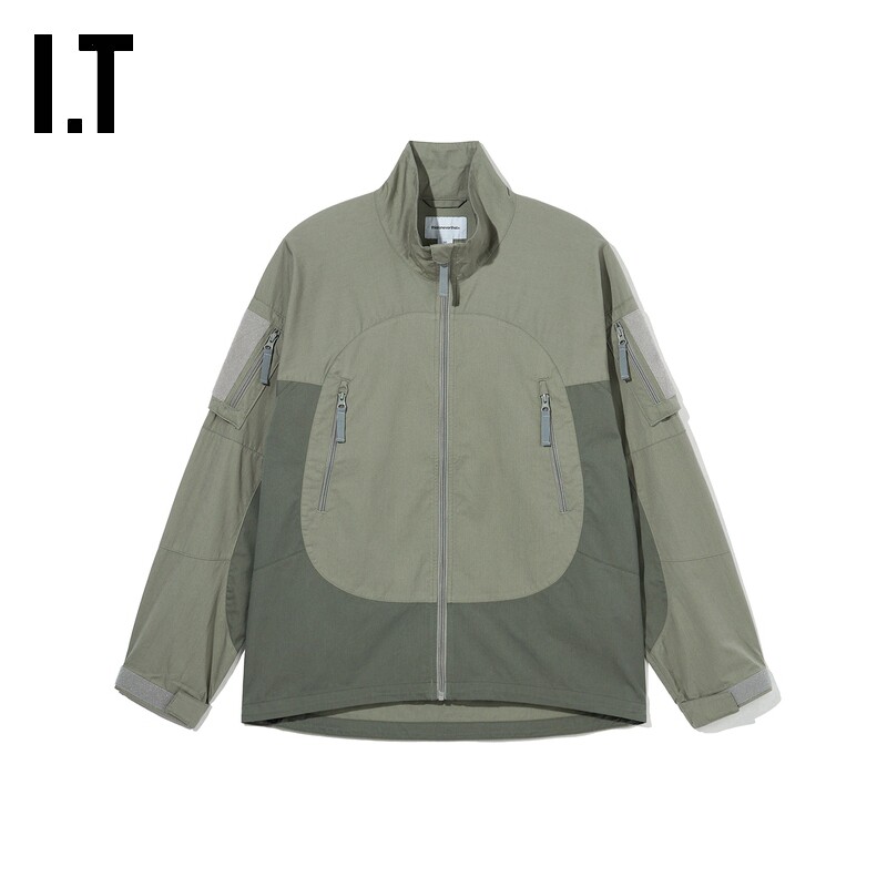 ITTHISISNEVERTHAT男装立领拉链夹克潮流户外风拼色拼接薄外套
