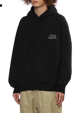 IT SEQUEL男装宽松连帽卫衣新款简约基础款logo装饰连帽衫WCS03MQ