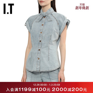 排扣牛仔上衣新款 飞袖 水洗收腰上衣7247TCXQ ZIMMERMANN女装