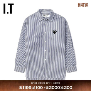 COMME des GARCONS川久保玲情侣款 衬衫 PLAY 宽松条纹长袖 CDG
