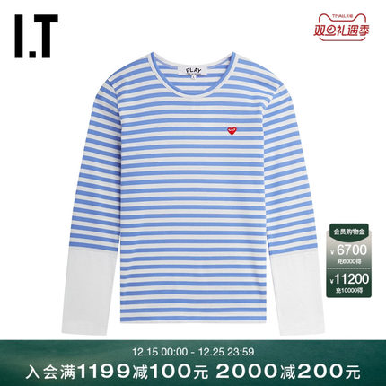 IT CDG PLAY COMME des GARÇONS川久保玲男装长袖T恤休闲拼接条