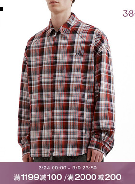 IT JUUN.J男装拉链格纹衬衫新款复古有型翻领格子外搭164P01MQ